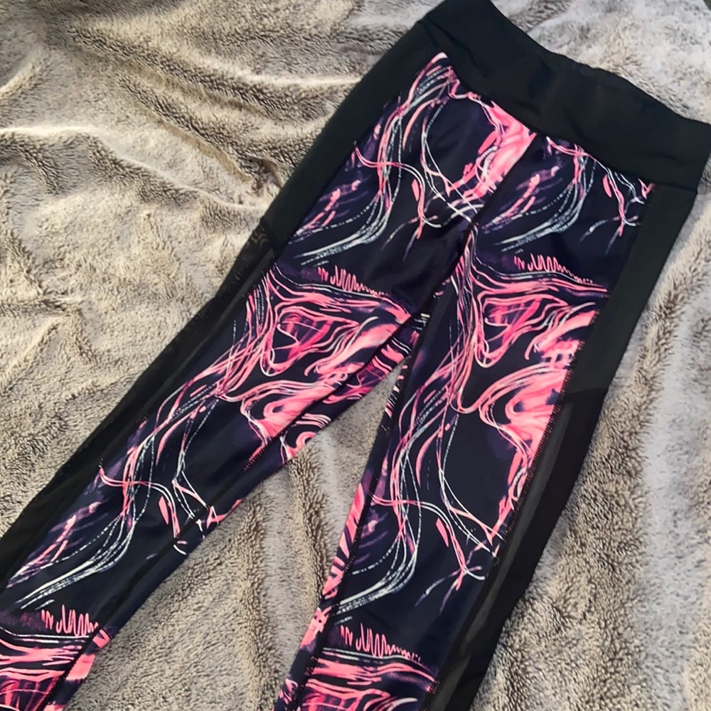 Black and Pink Marble Swirl Mesh Legging